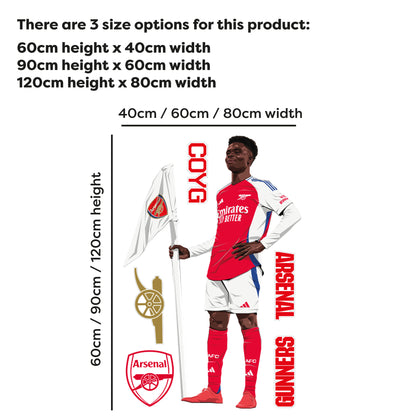 Arsenal FC Wall Sticker - Bukayo Saka 24-25 Illustration + AFC Decals