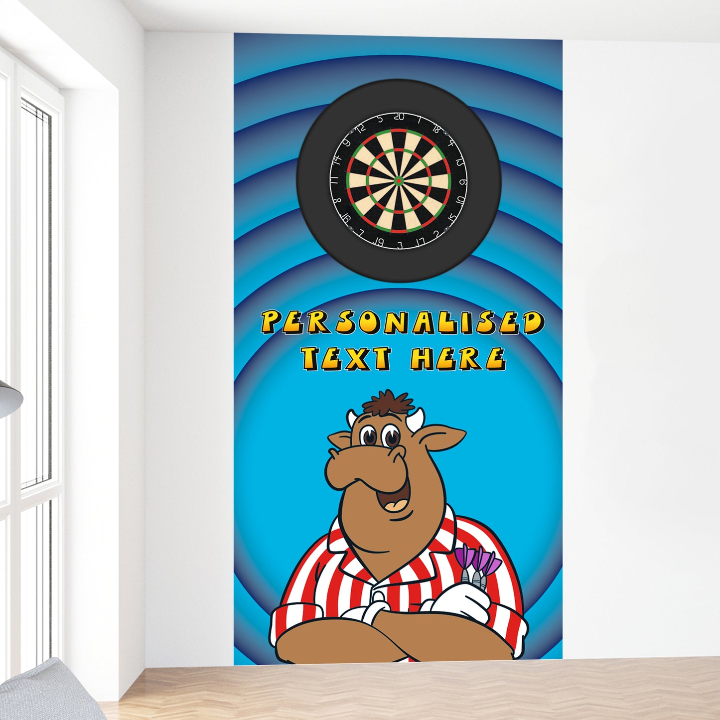 Bullseye Dart Board Backdrop - Bully Rings Personalised Wall Sticker