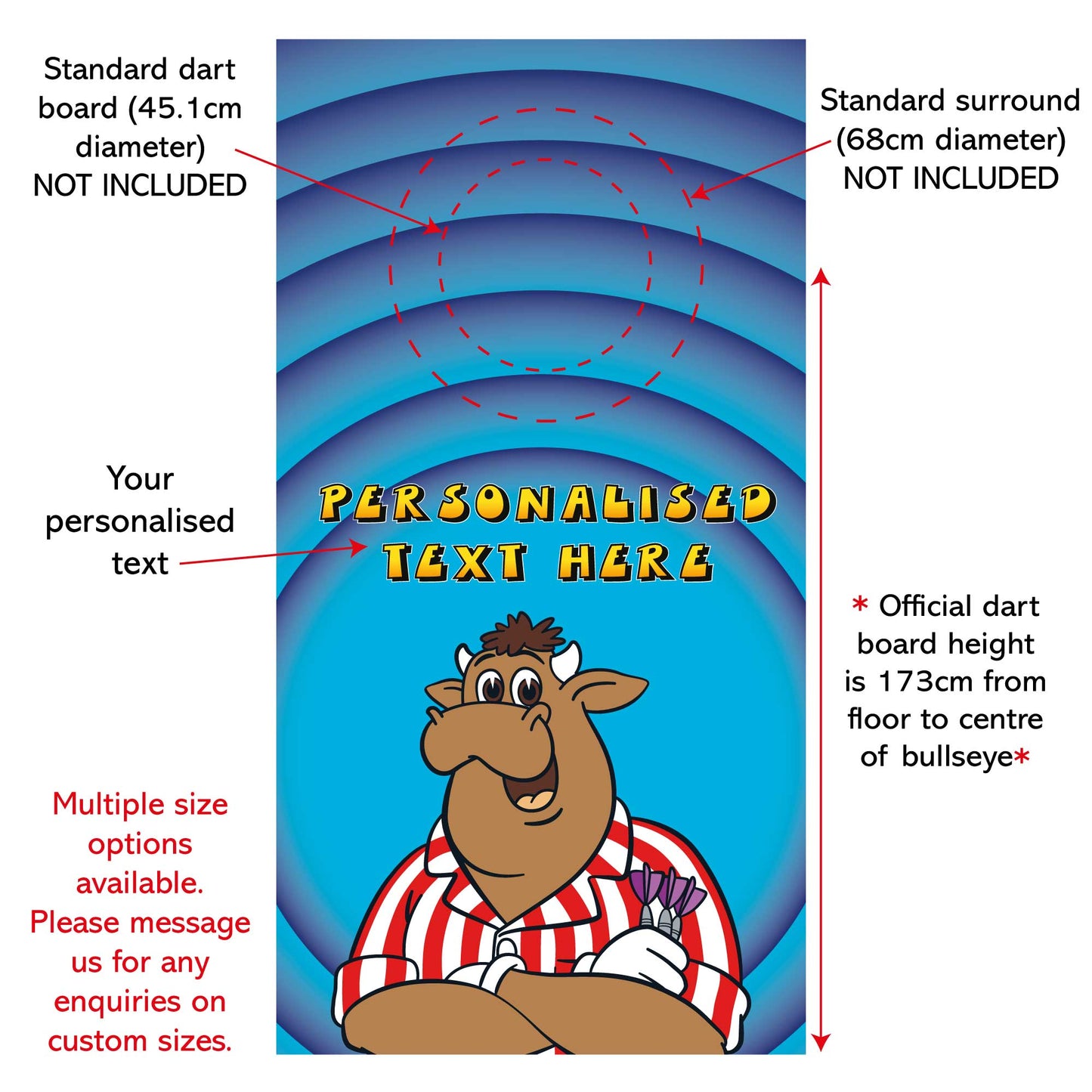 Bullseye Dart Board Backdrop - Bully Rings Personalised Wall Sticker