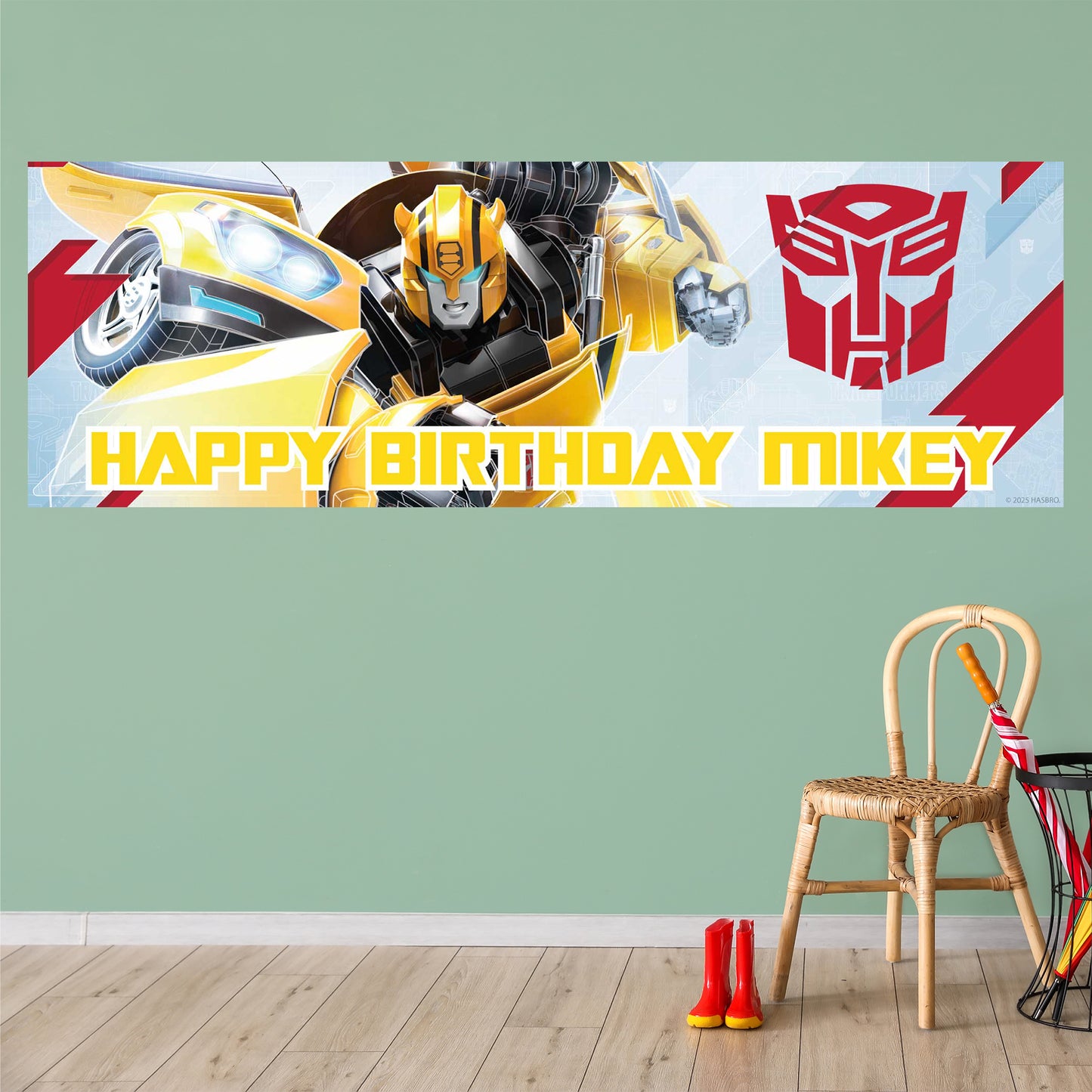 Transformers Birthday - Bumblebee Personalised Banner Wall Sticker