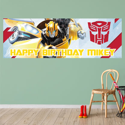 Transformers Birthday - Bumblebee Personalised Banner Wall Sticker