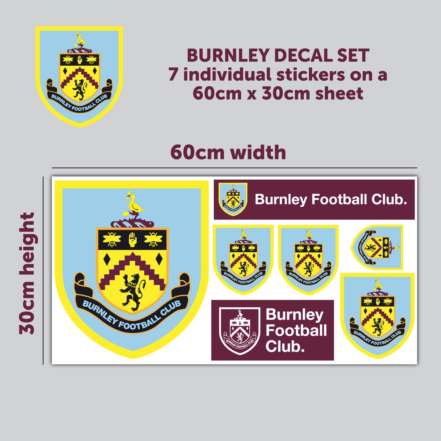 Burnley Football Club - Decal Sticker Set