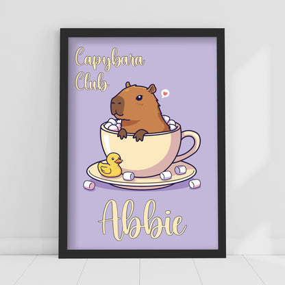 Capybara Print - Capybara Club Personalised Poster Wall Art