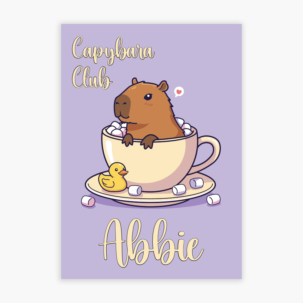 Capybara Print - Capybara Club Personalised Poster Wall Art