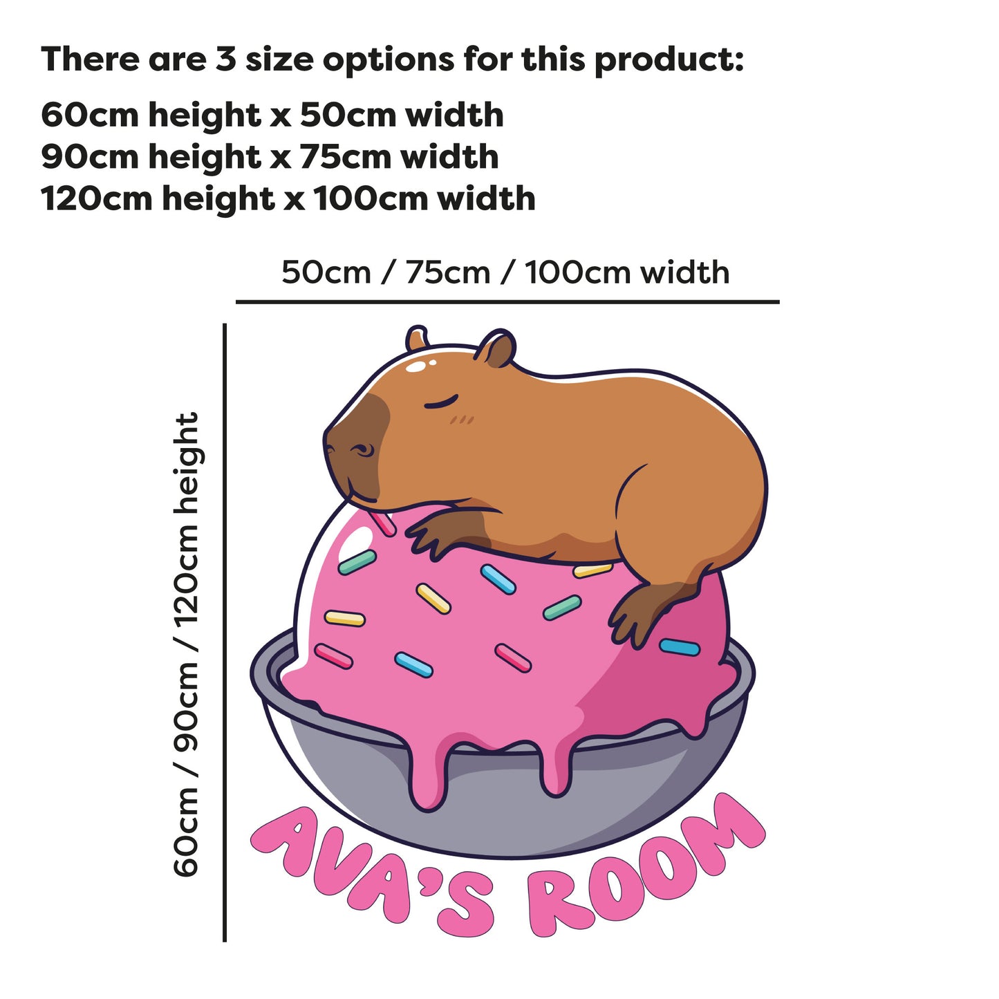 Capybara Wall Sticker - Capybara Sleeping On Ice Cream Personalised Wall Art