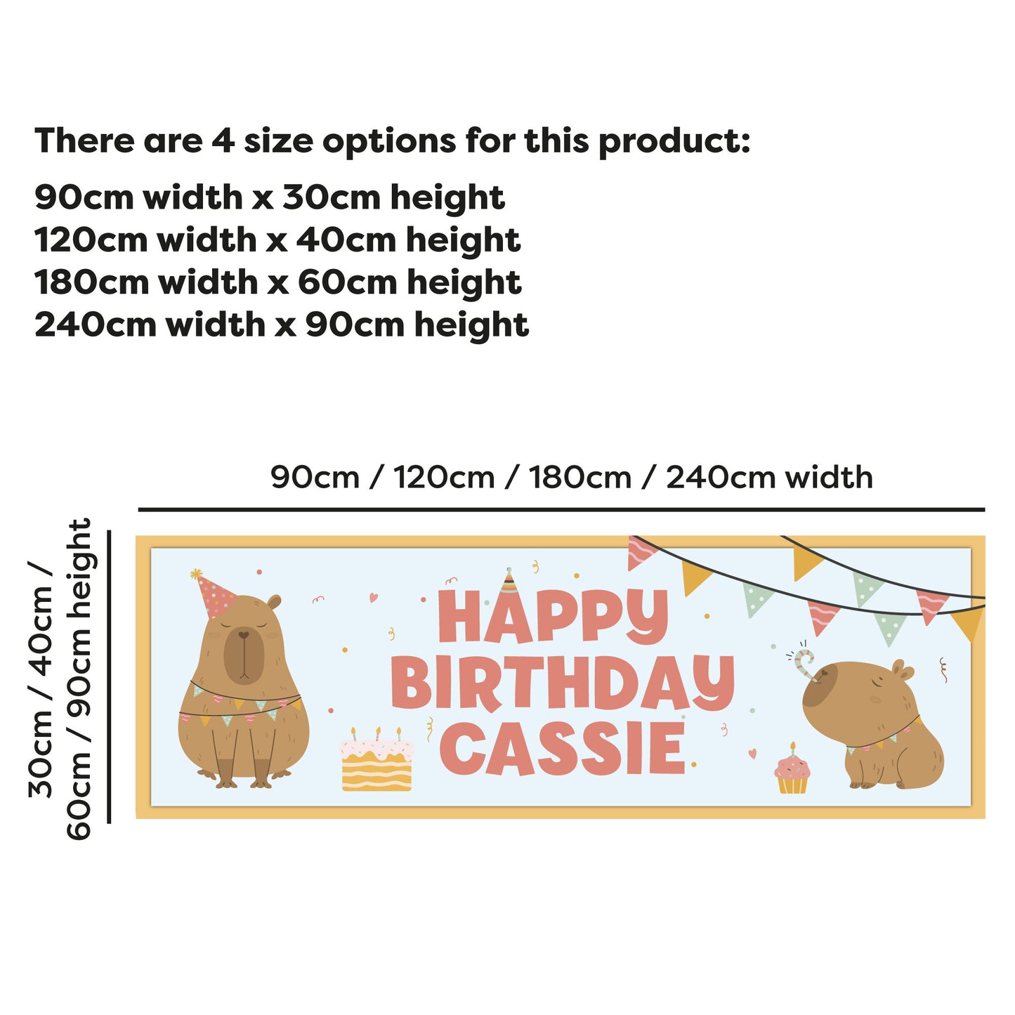Capybara Birthday - Capybara Party Personalised Name Banner Wall Sticker
