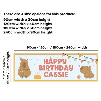 Capybara Birthday - Capybara Party Personalised Name Banner Wall Sticker
