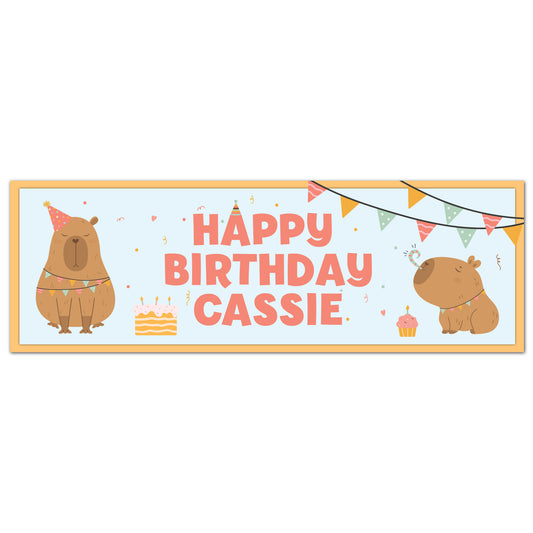 Capybara Birthday - Capybara Party Personalised Name Banner Wall Sticker