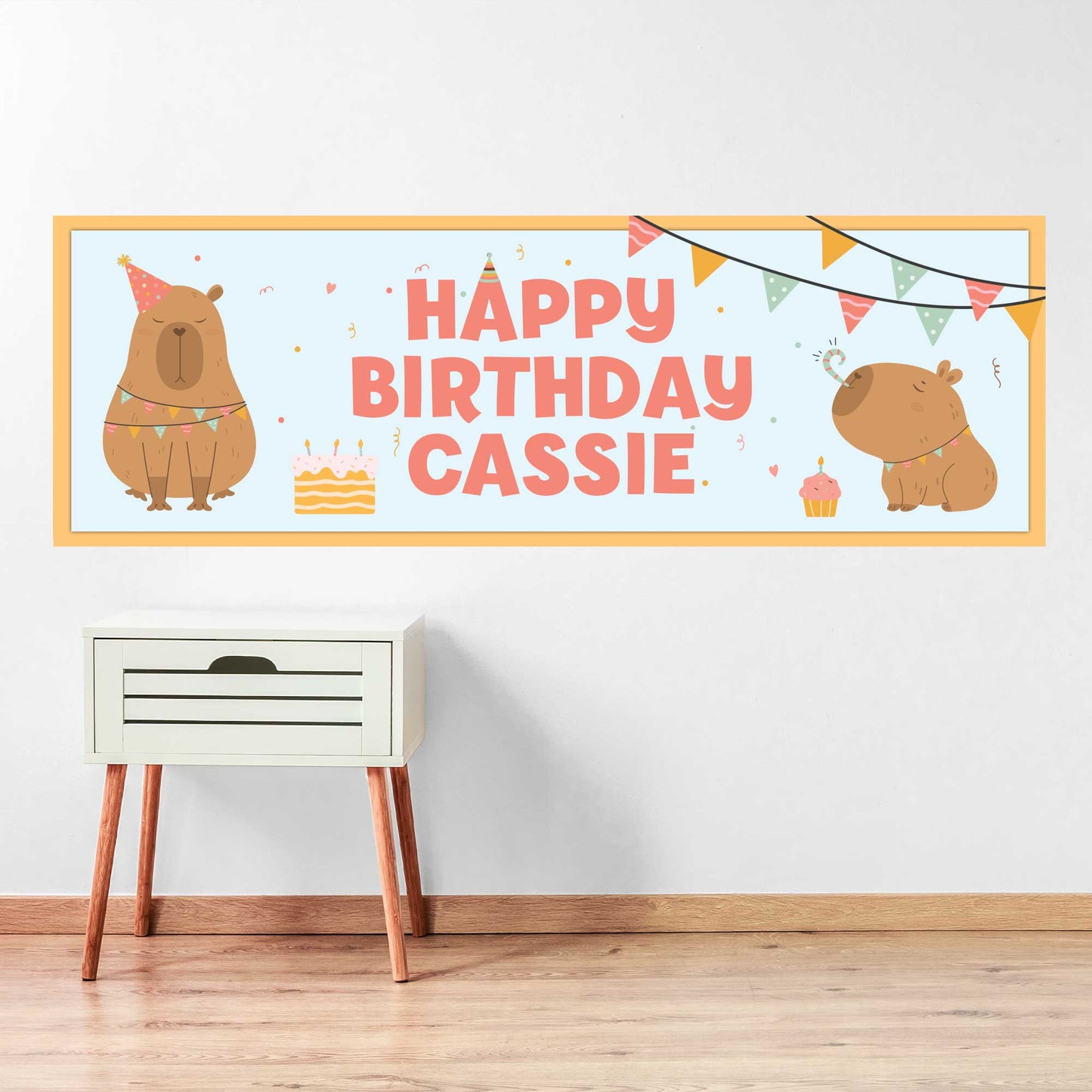 Capybara Birthday - Capybara Party Personalised Name Banner Wall Sticker