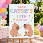 Capybara Birthday Sign - Colourful Text Personalised Foamex Board