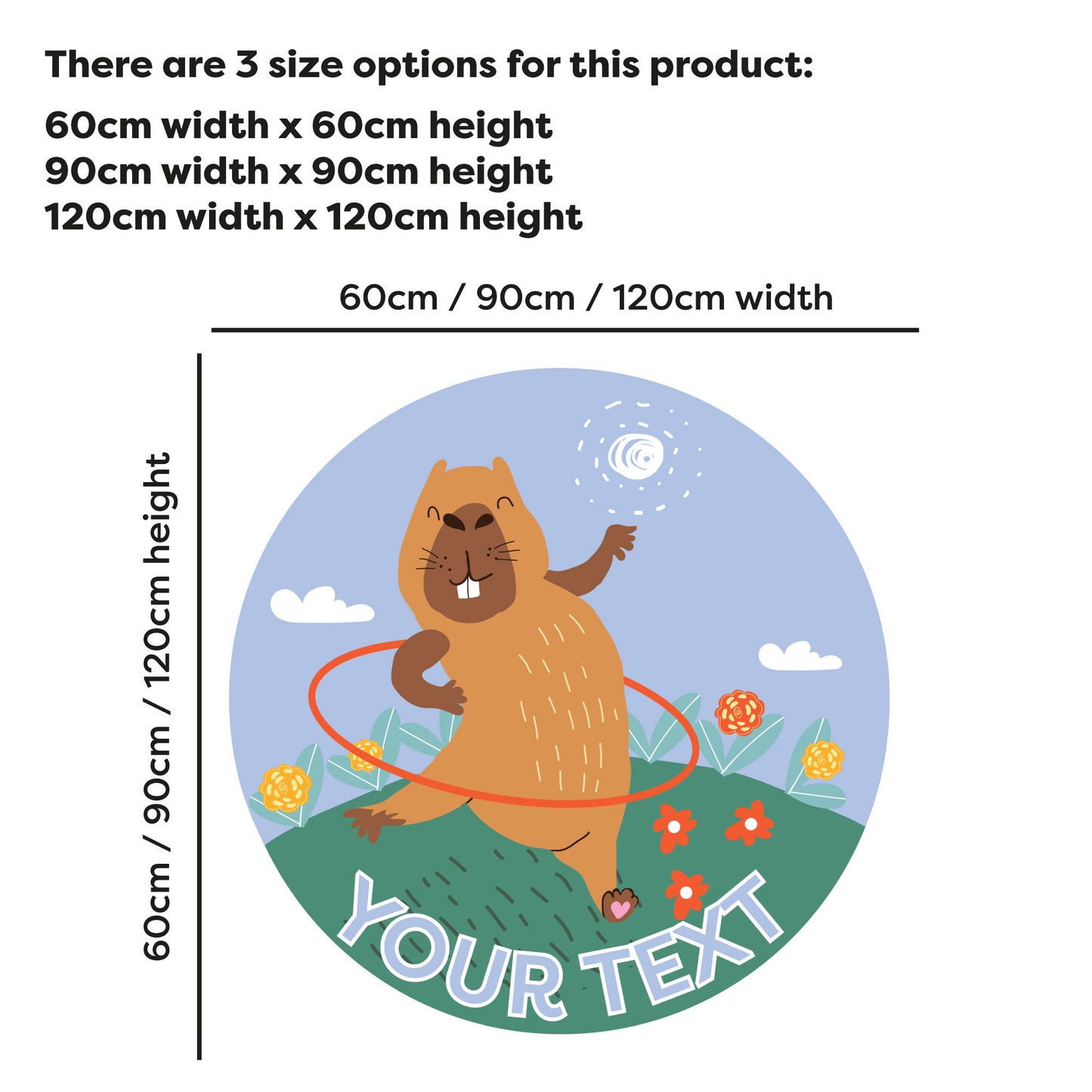 Capybara Wall Sticker - Capybara Hula Hooping Personalised Wall Art