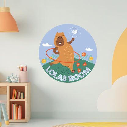 Capybara Wall Sticker - Capybara Hula Hooping Personalised Wall Art