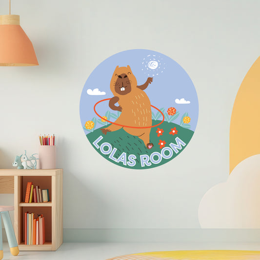 Capybara Wall Sticker - Capybara Hula Hooping Personalised Wall Art