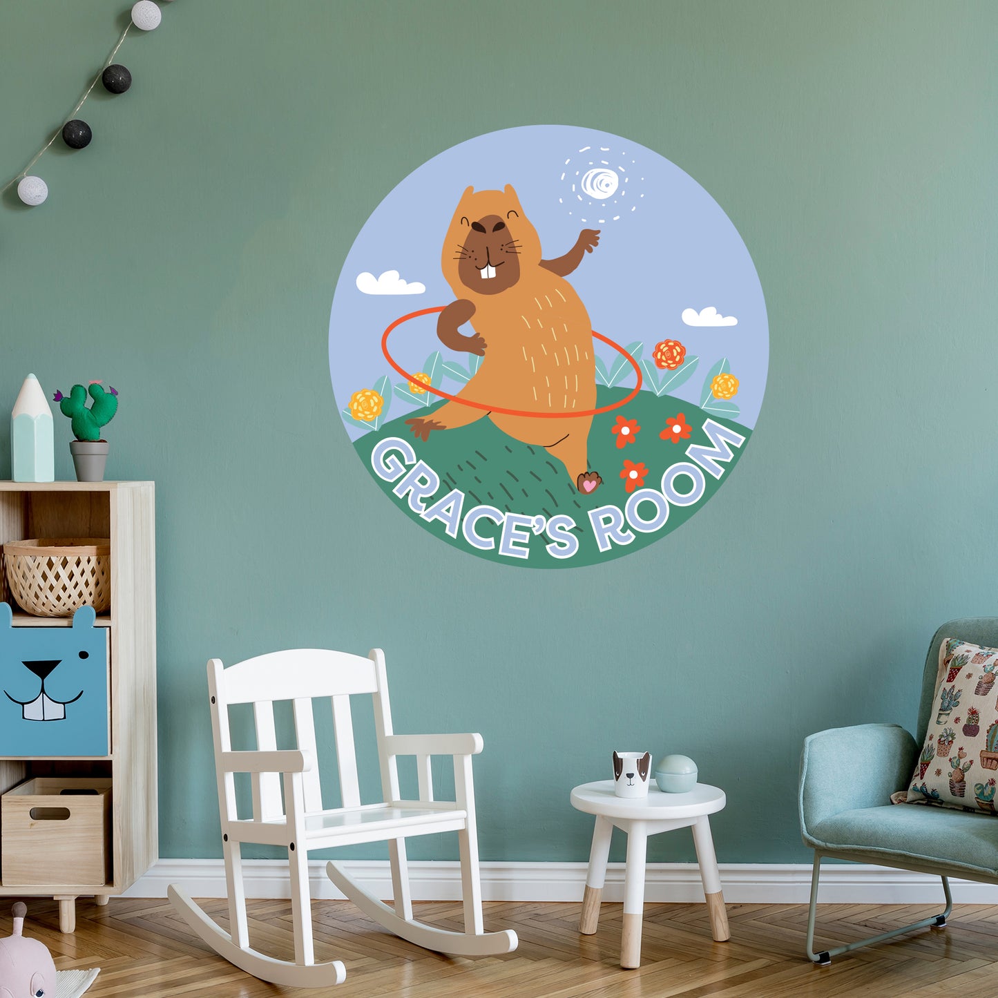 Capybara Wall Sticker - Capybara Hula Hooping Personalised Wall Art