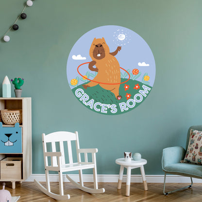 Capybara Wall Sticker - Capybara Hula Hooping Personalised Wall Art