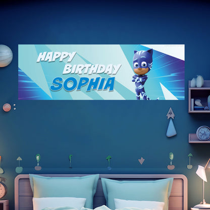 PJ Masks Birthday - Cat Boy Personalised Banner Wall Sticker