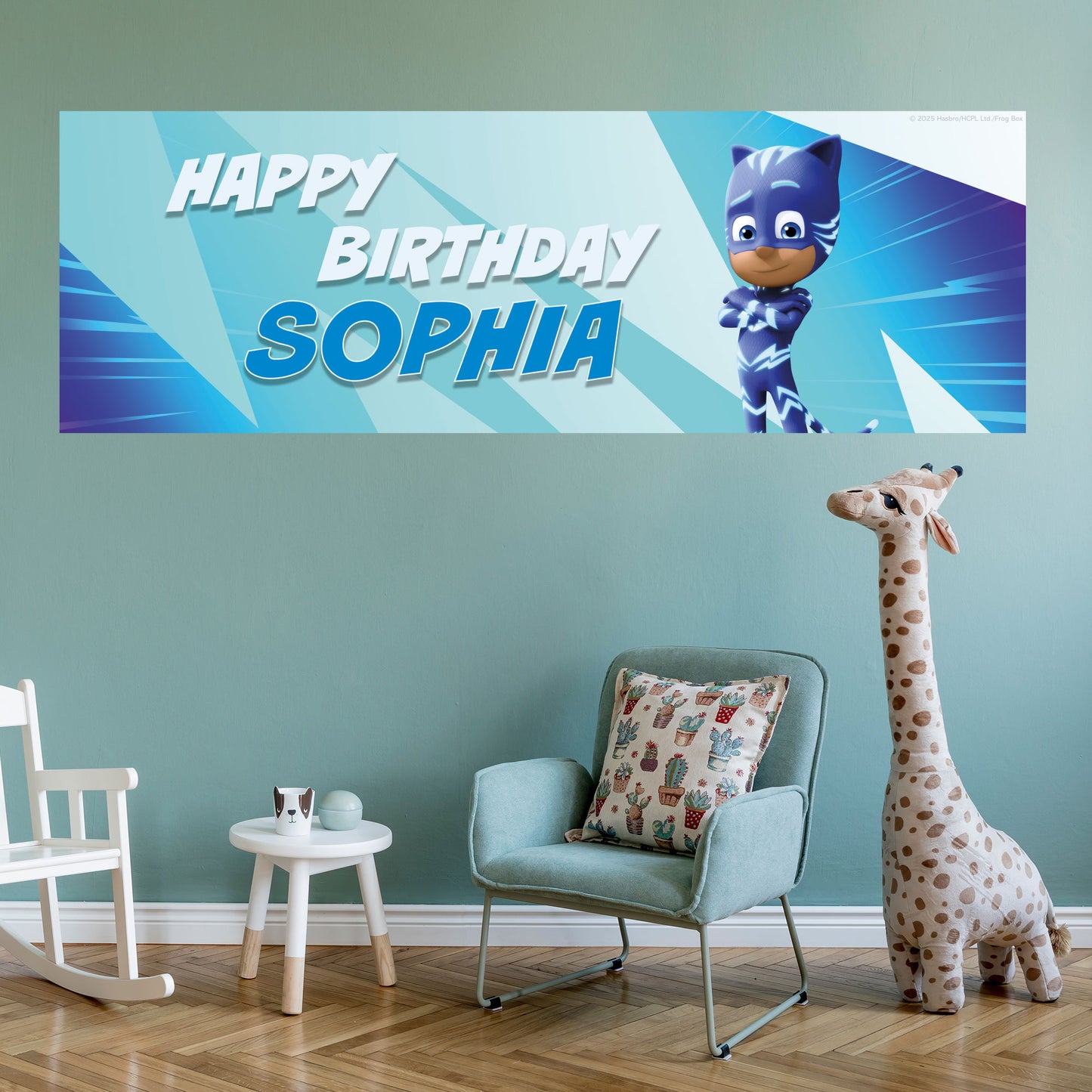 PJ Masks Birthday - Cat Boy Personalised Banner Wall Sticker
