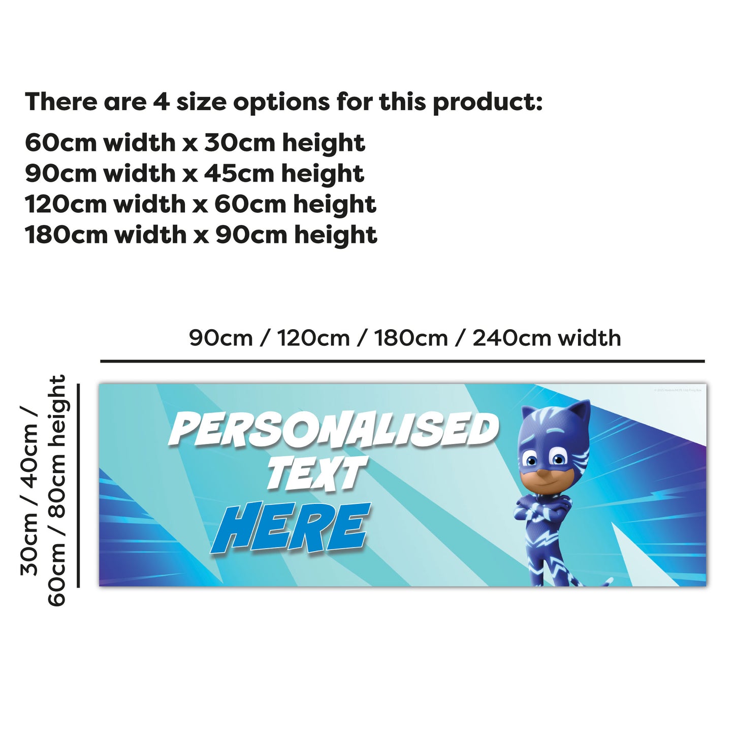 PJ Masks Birthday - Cat Boy Personalised Banner Wall Sticker