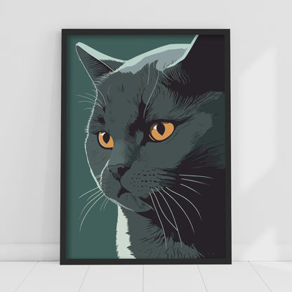 Cat Wall Print - Head Poster Art