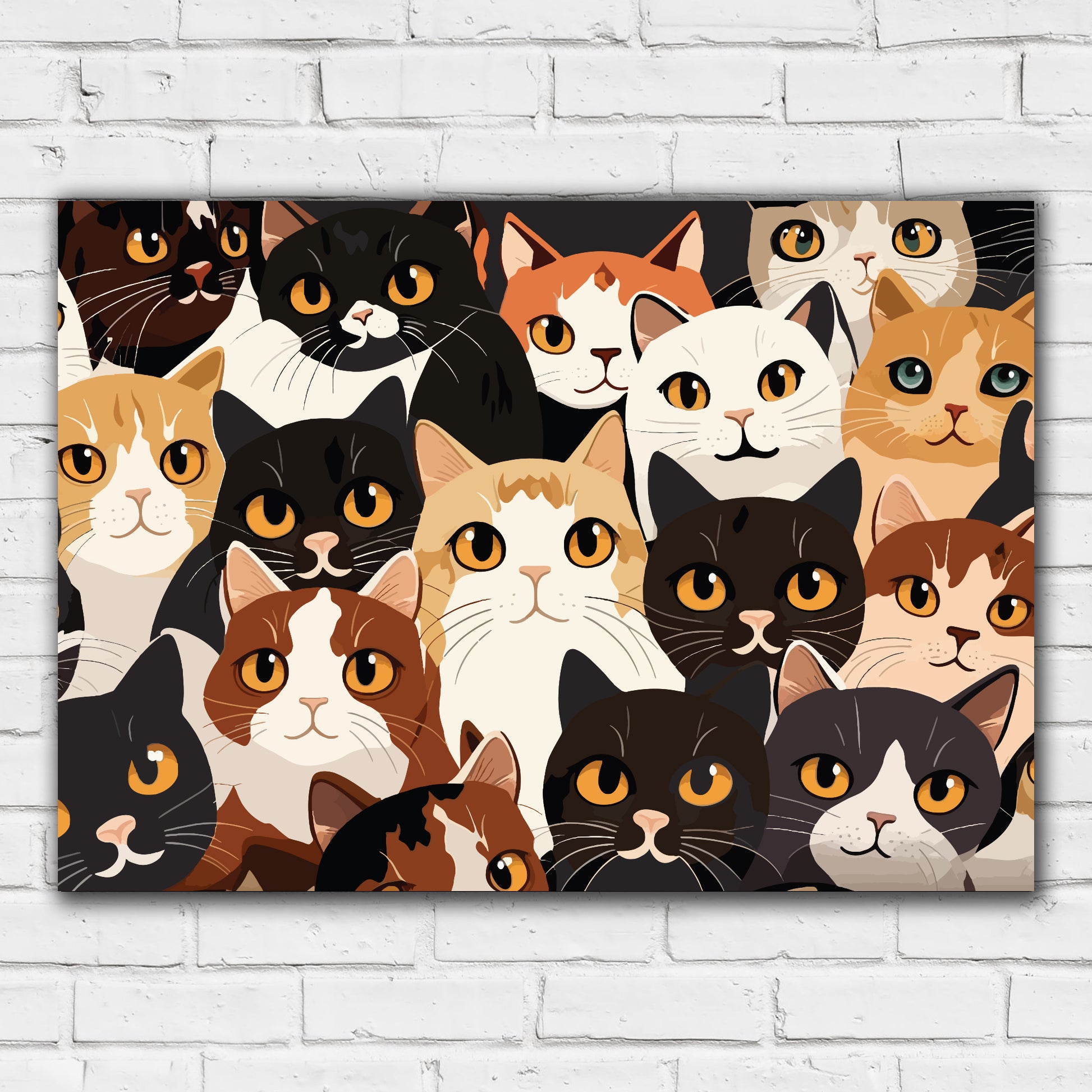 Cat Wall Print Large Group Of Cats Poster Art Www themed co uk cat-wall-print-large-group-of-cats-poster-art-www-themed-co-uk