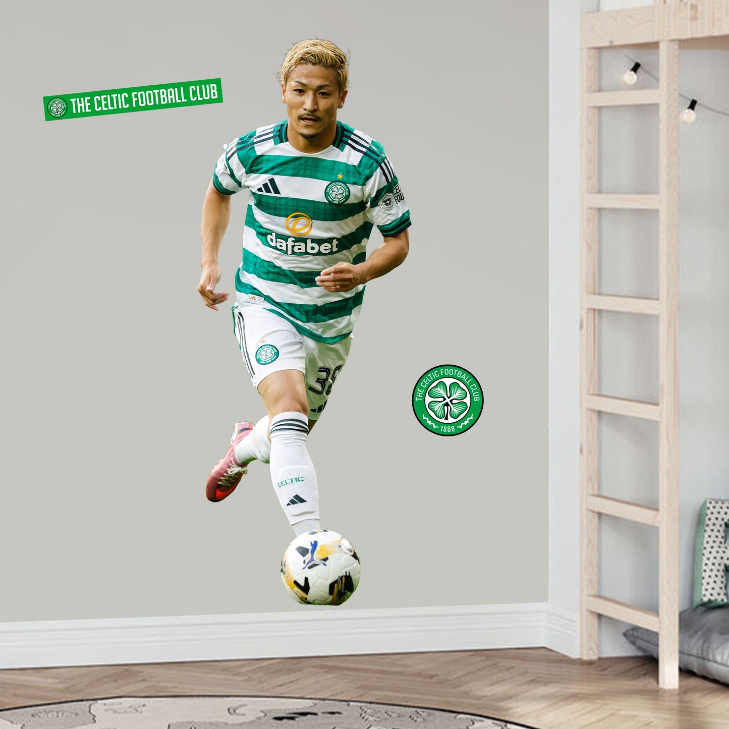 Celtic FC Wall Sticker - Daizen 25/26 Action Player Wall Decal Football Art