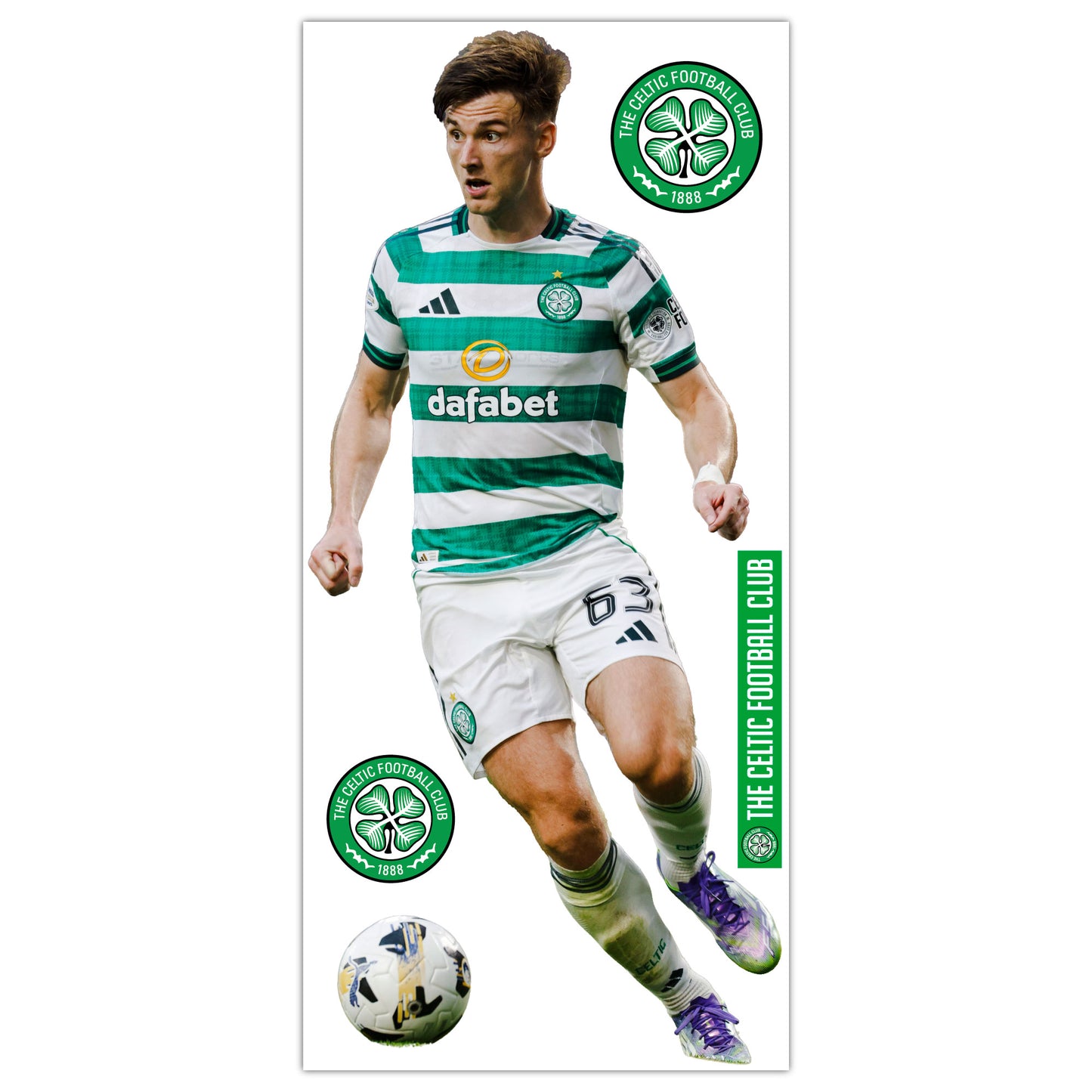 Celtic FC Wall Sticker - Tierney 25/26 Action Player Wall Decal Football Art