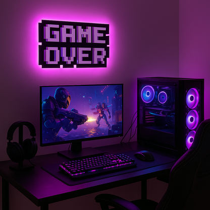 Game Over Gaming LED Backlit Wallpop