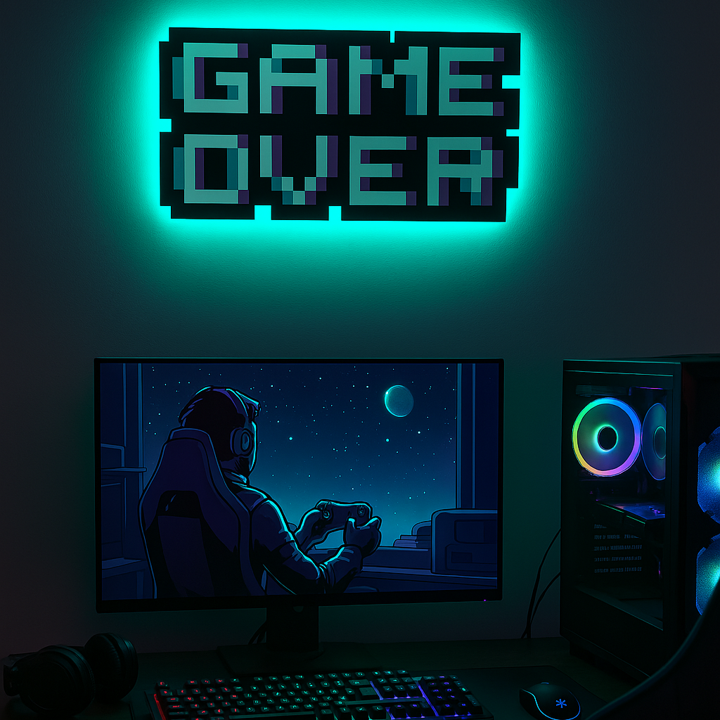 Game Over Gaming LED Backlit Wallpop
