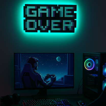 Game Over Gaming LED Backlit Wallpop