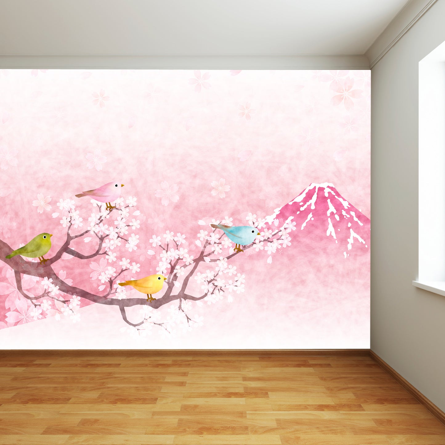 Cherry Blossom Birds Full Wall Mural