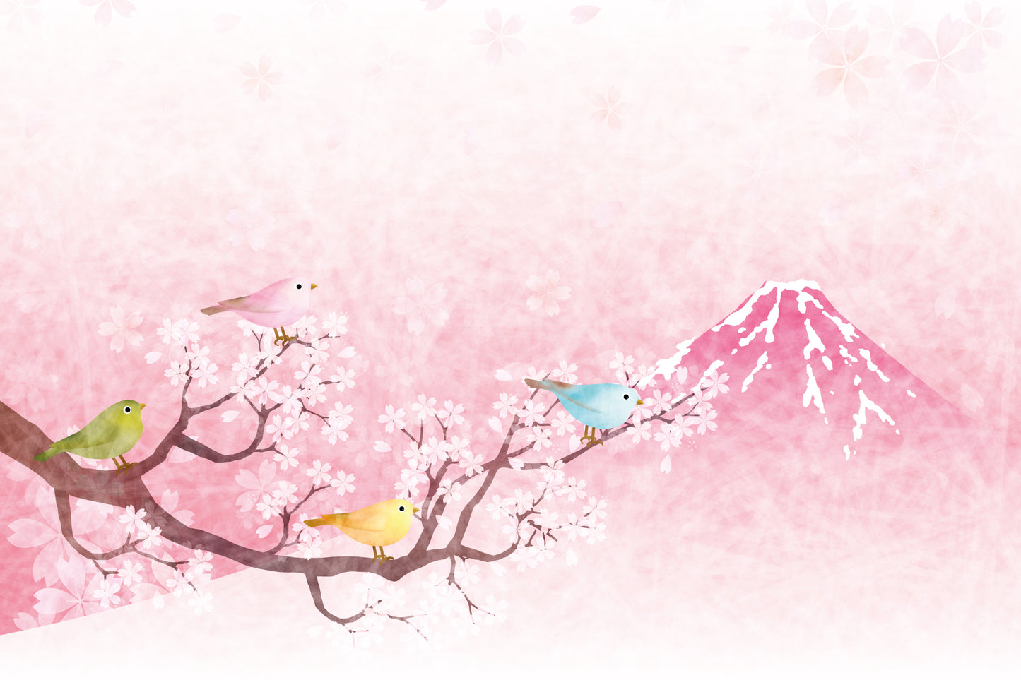 Cherry Blossom Birds Full Wall Mural