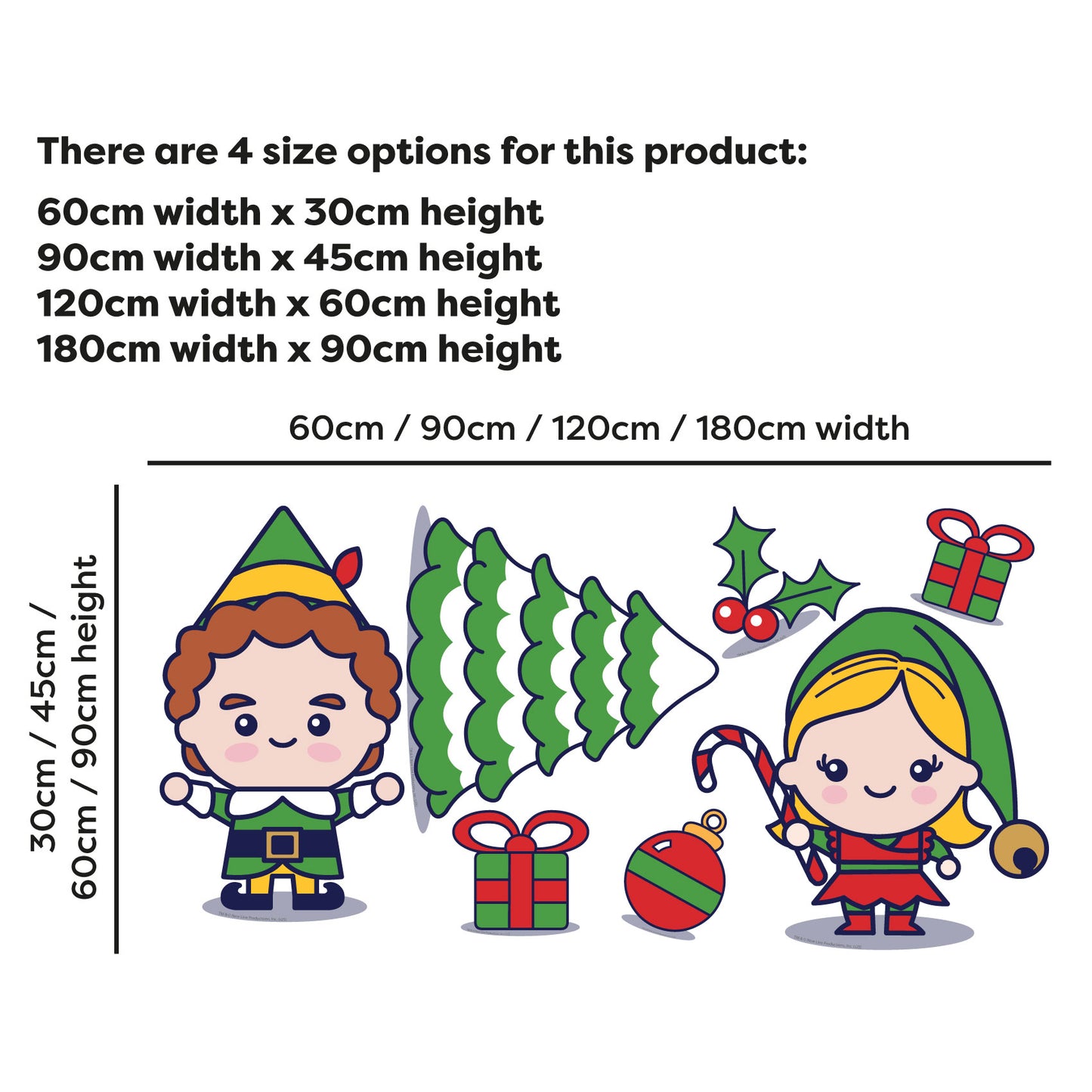 Elf Wall Sticker  –   Chibi Elves Decal Set Christmas Wall Art