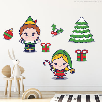 Elf Wall Sticker  –   Chibi Elves Decal Set Christmas Wall Art