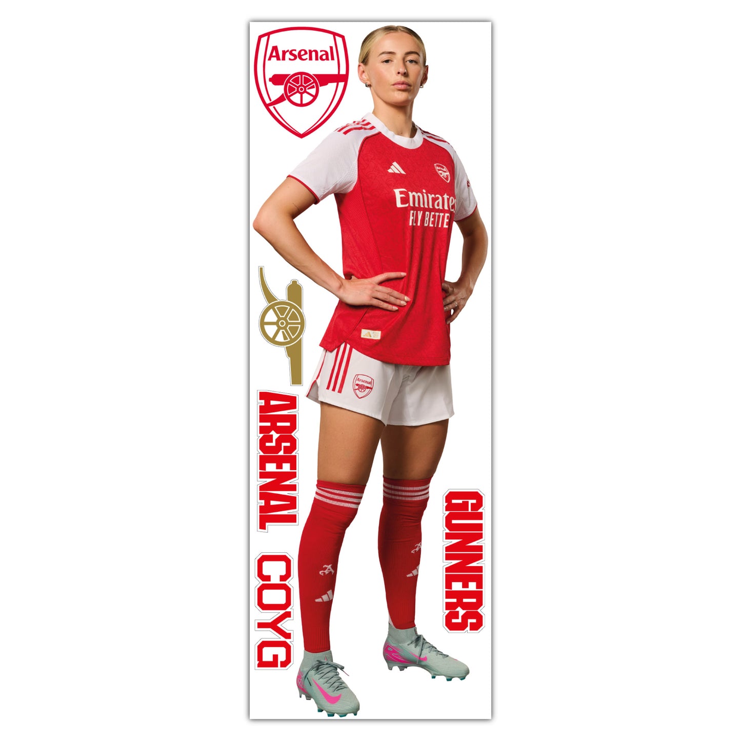 Arsenal FC - Chloe Kelly 25/26 Player Wall Sticker + Gunners Decal Set