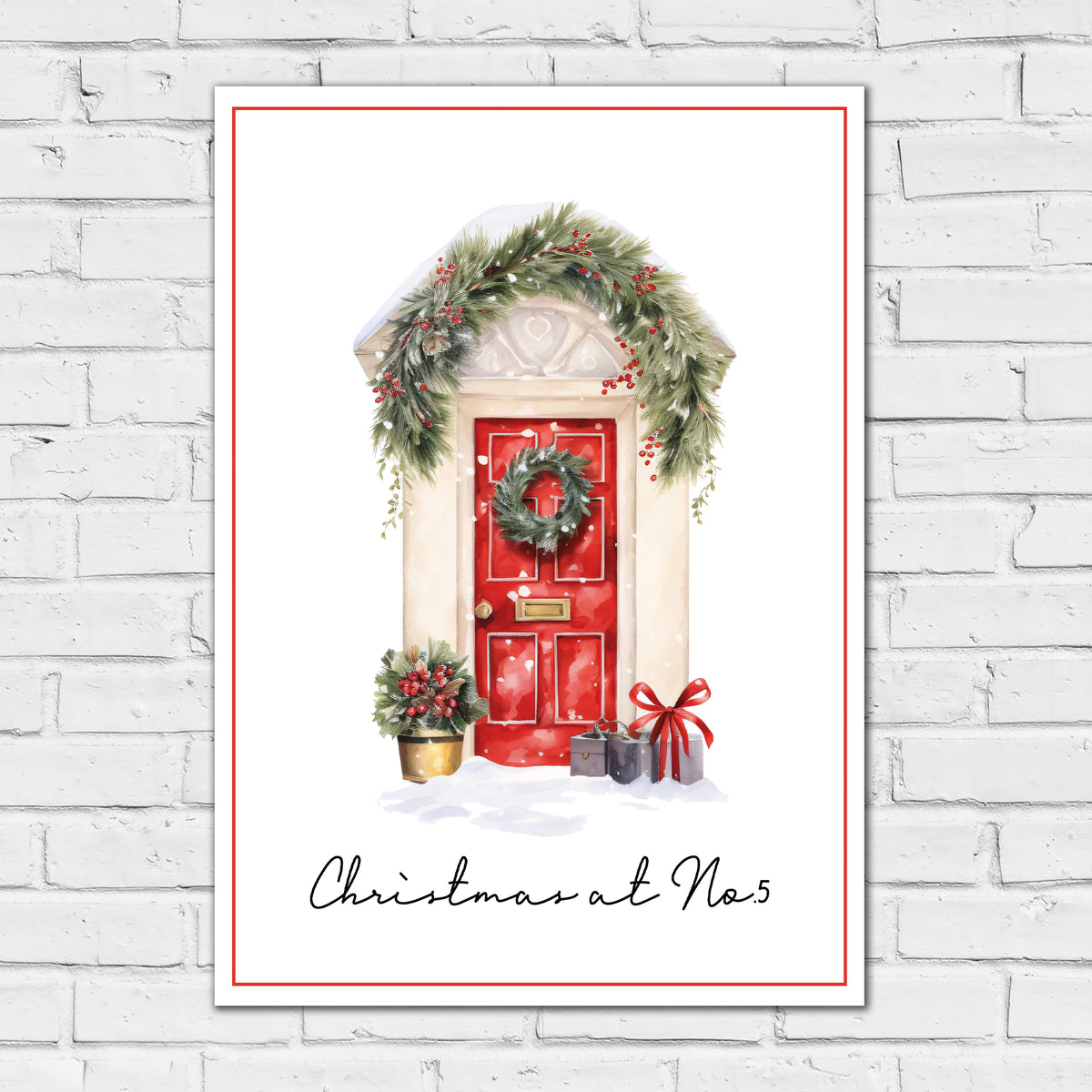Christmas Print - Christmas Door Personalised Poster Wall Art