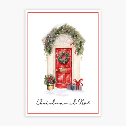 Christmas Print - Christmas Door Personalised Poster Wall Art
