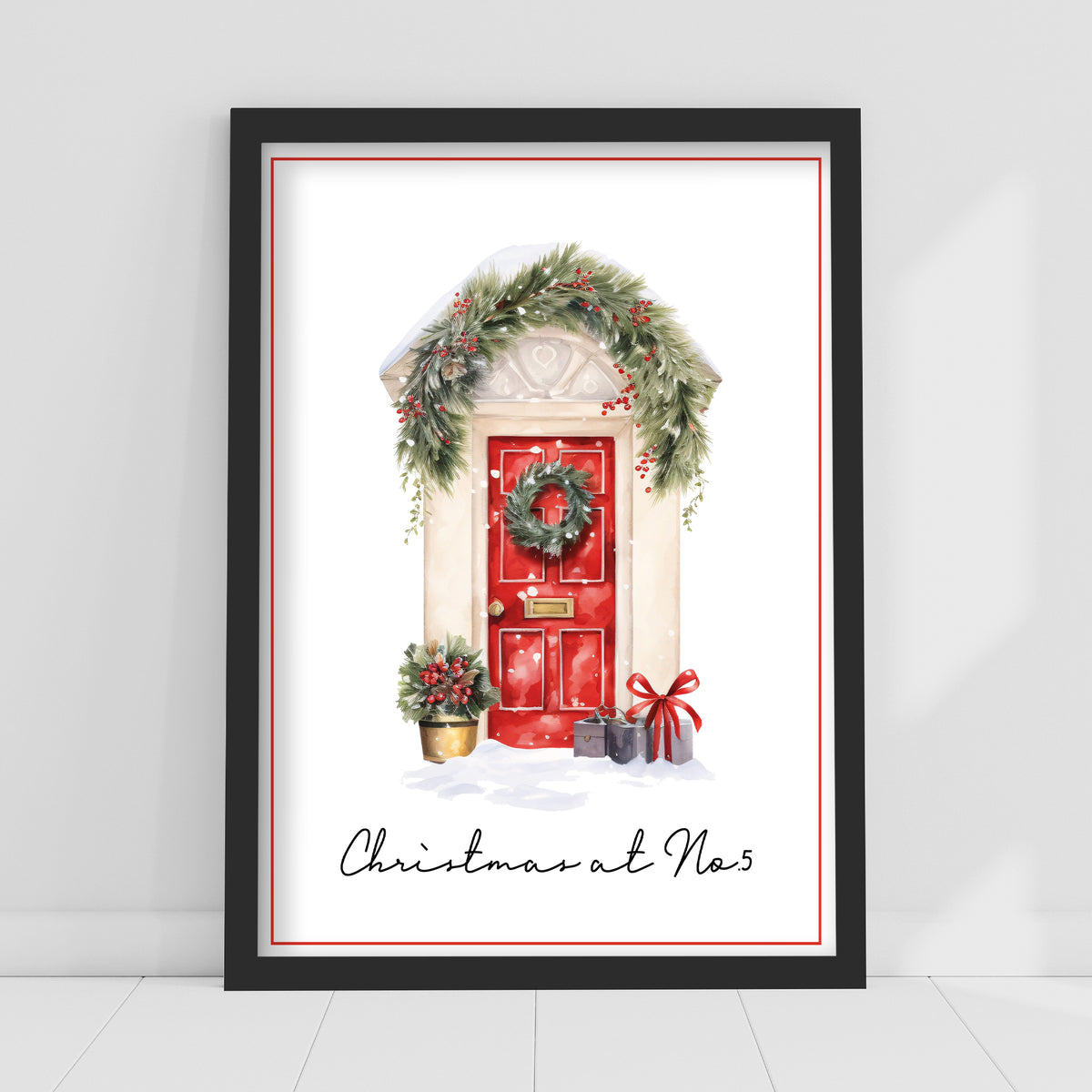 Christmas Print - Christmas Door Personalised Poster Wall Art