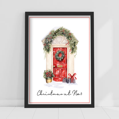 Christmas Print - Christmas Door Personalised Poster Wall Art