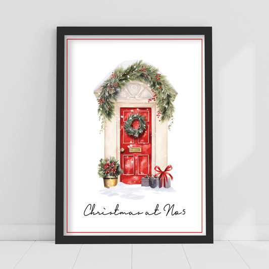 Christmas Print - Christmas Door Personalised Poster Wall Art