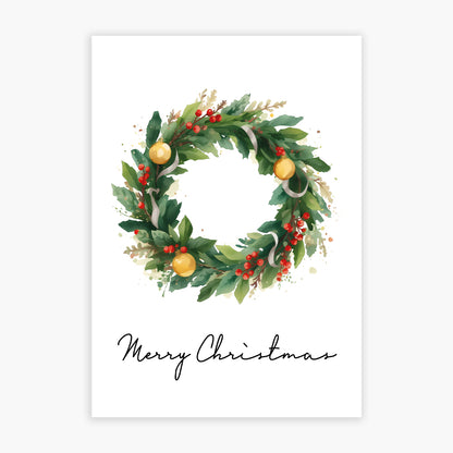 Christmas Print - Merry Christmas Wreath Wall Art