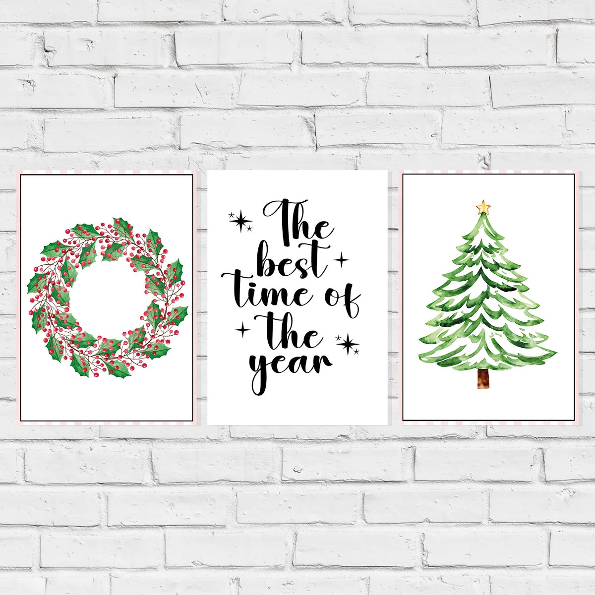Christmas Print - Set Of 3 The Best Time Of The Year Posters Wall Art