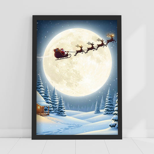 Christmas Print - Snowy Santa Scene Wall Art