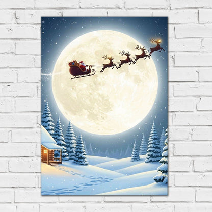 Christmas Print - Snowy Santa Scene Wall Art
