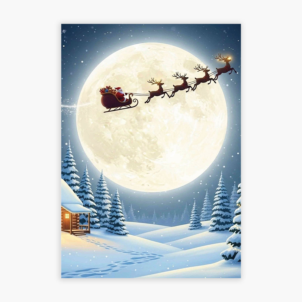 Christmas Print - Snowy Santa Scene Wall Art