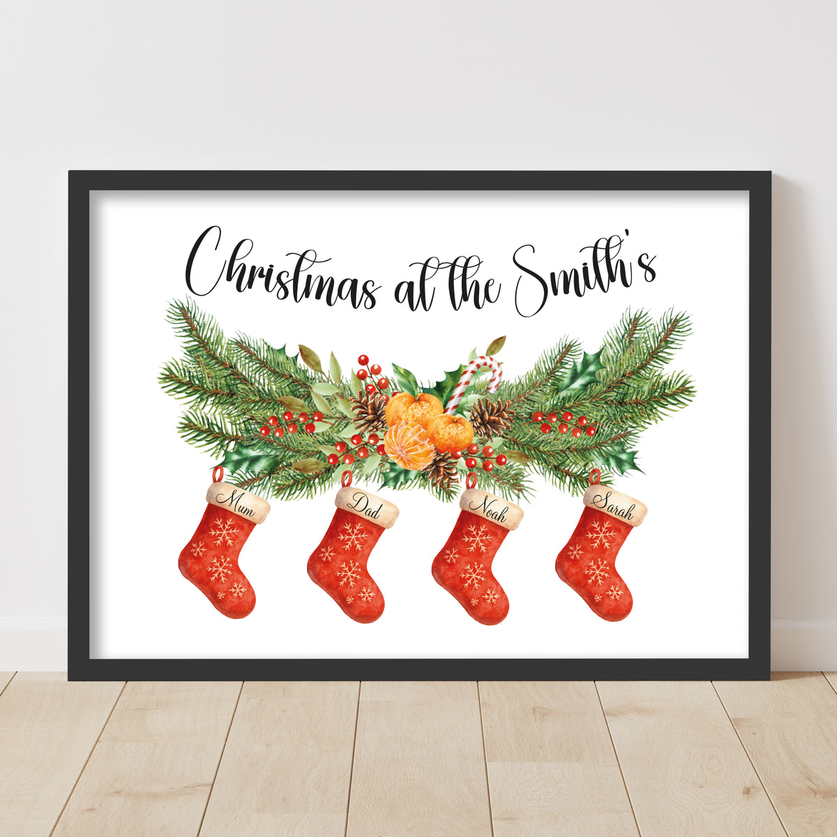 Christmas Print - Stocking Personalised Wall Art