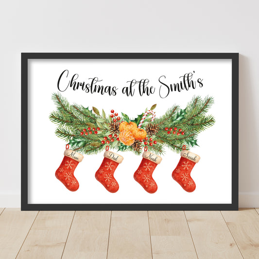 Christmas Print - Stocking Personalised Wall Art