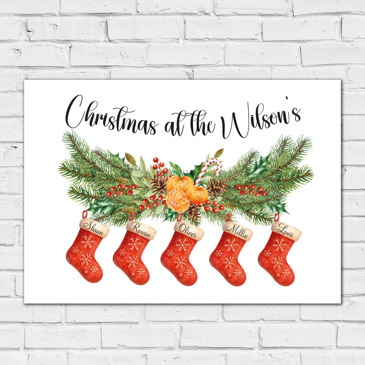 Christmas Print - Stocking Personalised Wall Art