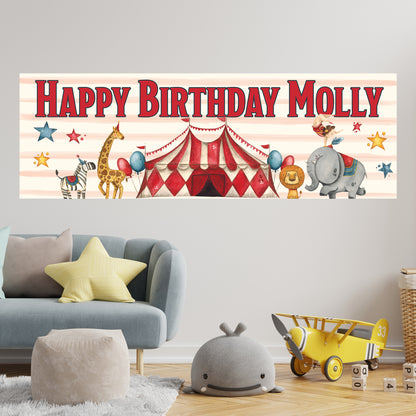 Circus Birthday - Big Tent Scene Personalised Banner Wall Sticker