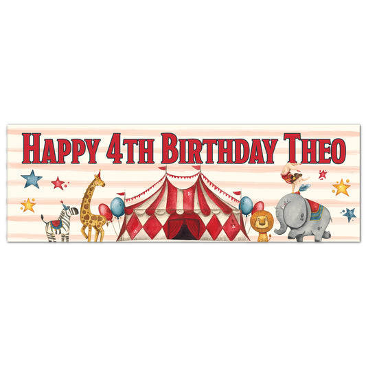 Circus Birthday - Big Tent Scene Personalised Banner Wall Sticker