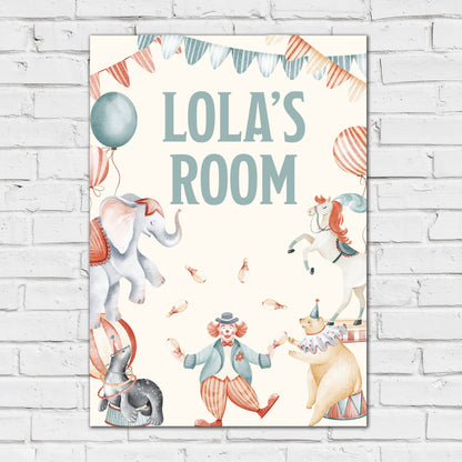 Circus Print - Watercolour Animals Personalised Poster Wall Art